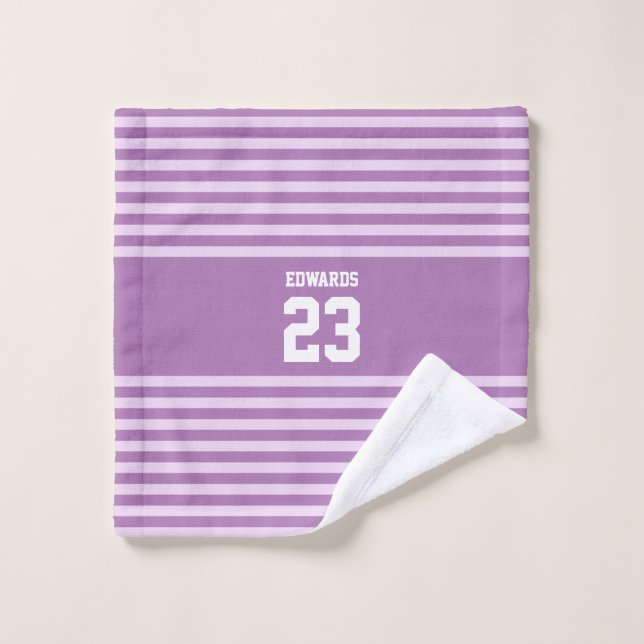 Deportes a rayas personalizados numerados con nomb (Toallita)