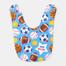 Deportes azules personalizados - babero temático