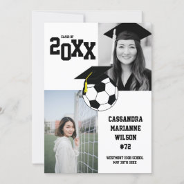 Deportes de graduación de fútbol Invitación blanca