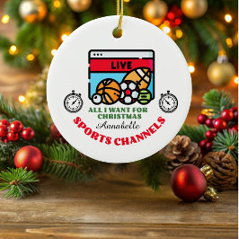 Deportes en televisión colorido Ornamento de Navid