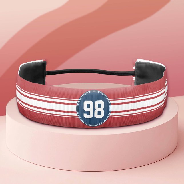 Deportes Jersey Naval Azul y Bandas Rojas Número d (Custom Hairband)