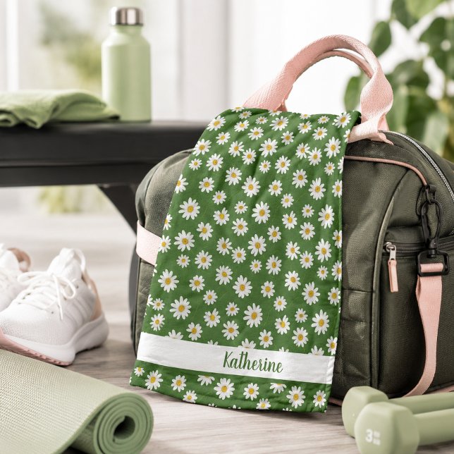 Deportes Nombre Verde Patrón Floral Boho Daisy (Subido por el creador)