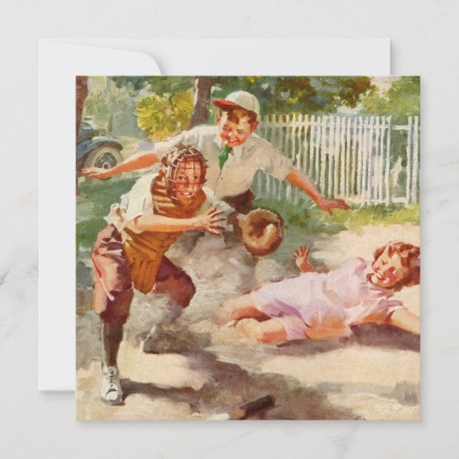 Deportes vintage, niños juegan béisbol (Anverso)