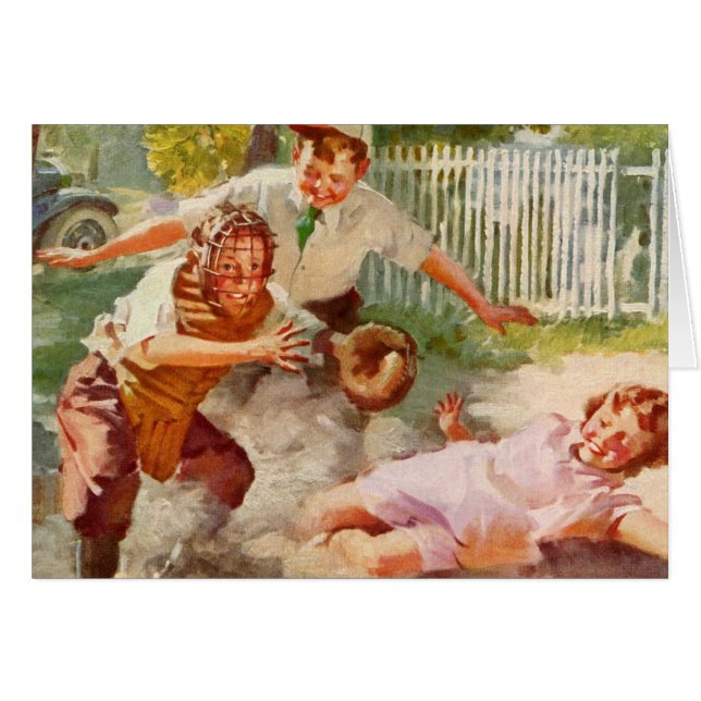 Deportes vintage, niños juegan béisbol (Anverso (Horizontal))