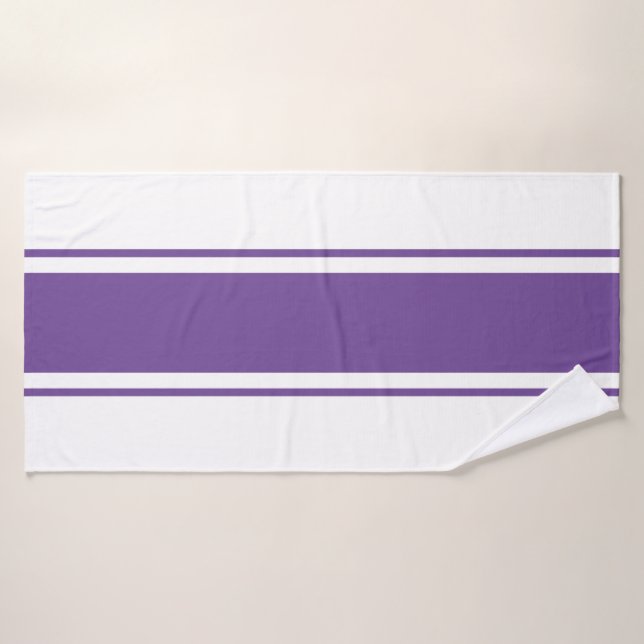 Deportivo Royal Purple Rayas de Carreras Blanca (Toalla de baño)
