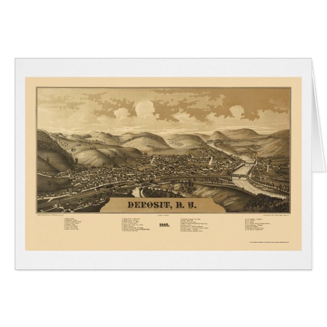 Depósito, mapa panorámico de NY - 1887 (Anverso (Horizontal))