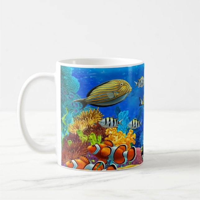 Depres de pescado tropical Diseño Copa de Café Mug (Izquierda)