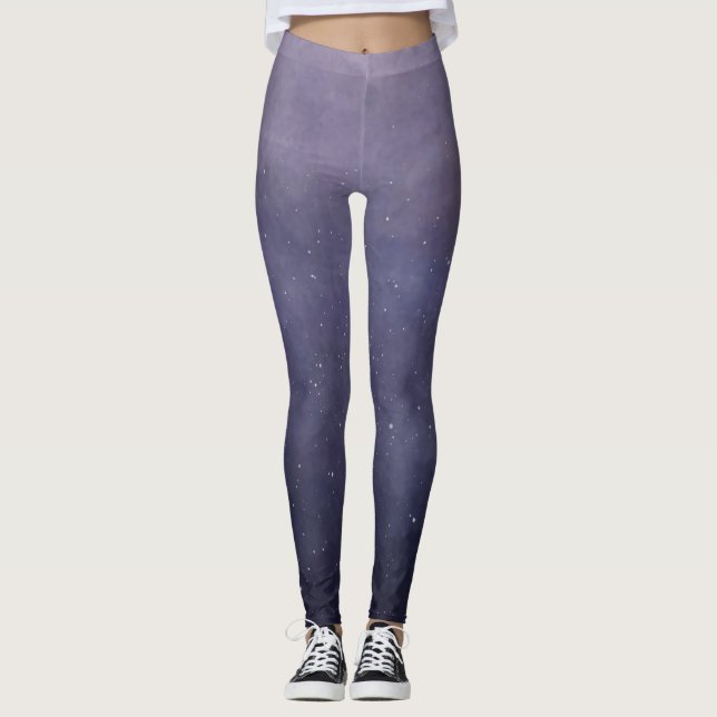 Depurada acuarela azul Starry Night Leggings (Anverso)
