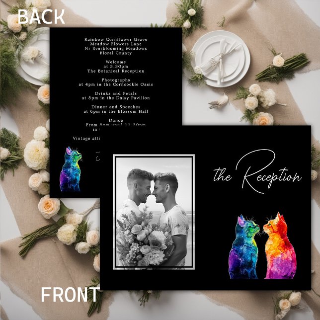 🌈 Depuradamente Tuyo: Depurado con la recepción (Customizable with photo "Purrfectly Yours: A Rainbow Love" Reception Card! )