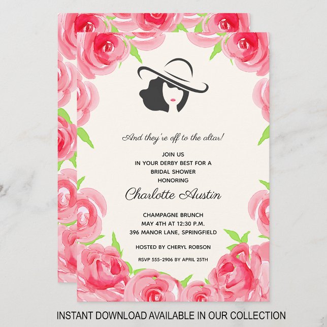 Derby Bridal Shower recibe invitaciones Gorras (INSTANT DOWNLOAD available in our collection to send your invitations digitally.)