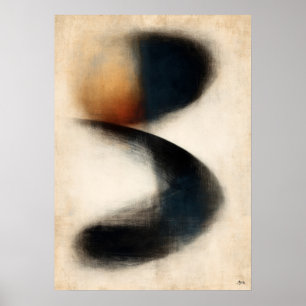 Deriva índigo Zen Arte abstracto en Sumi japonés