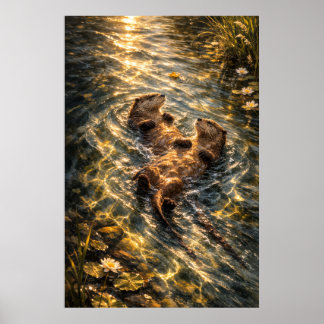 Deriva juntos | Arte de nutria de río | Póster