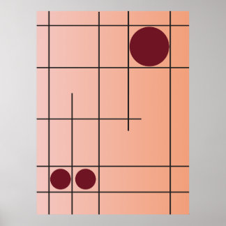 Deriva Rubor No. 1 Arte Geométrico Rosa y Burdeos