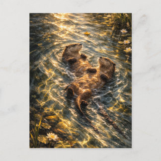 Derivando Juntos | Arte de Nutria de Río | Tarjeta