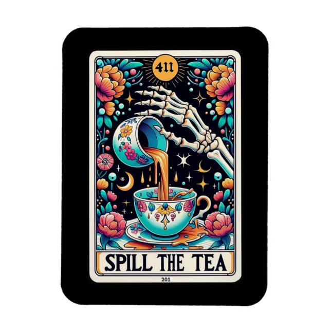 Derrame el imán de la tarjeta Tea Tarot (Vertical)