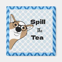 Derrame el perro del té en el imán de los anteojos