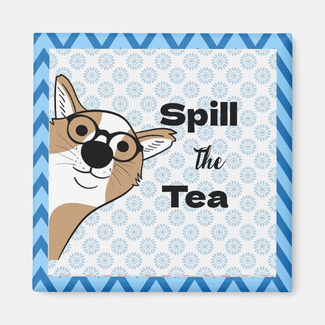 Derrame el perro del té en el imán de los anteojos (Frente)