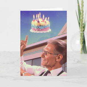 Desafiando la gravedad en su tarjeta de cumpleaños