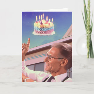 Desafiando la gravedad en su tarjeta de cumpleaños