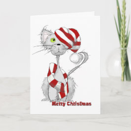 Desaliñado la tarjeta de Navidad del gato