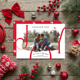 Desata la Alegría Rojo Tarjeta de Navidad con Fo