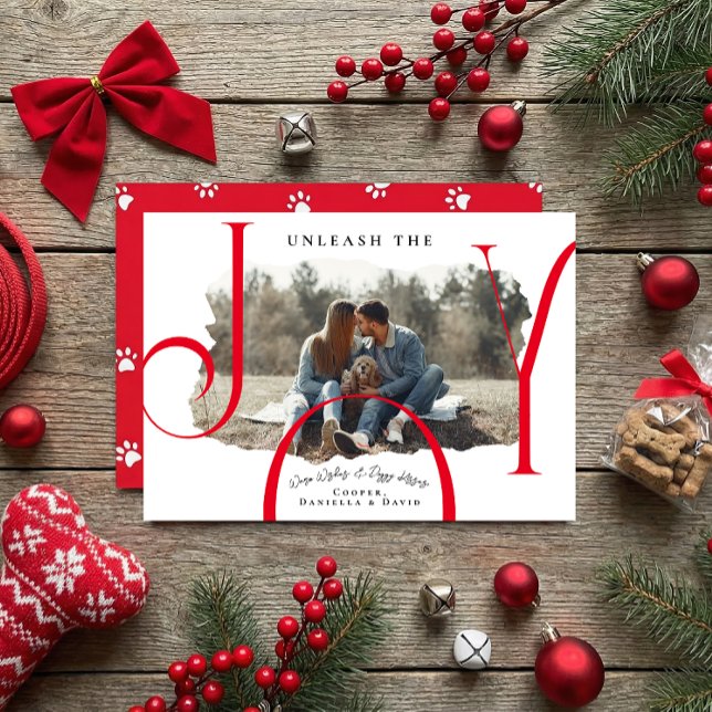 Desata la Alegría Rojo | Tarjeta de Navidad con Fo (Pet Christmas Card)