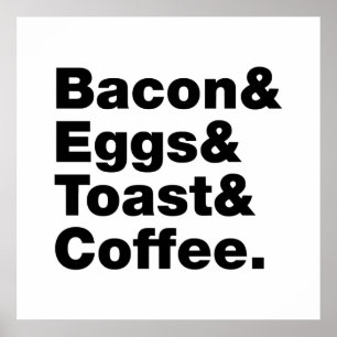 Desayuno (Bacon, Huevos, Tostadas y Café). Póster