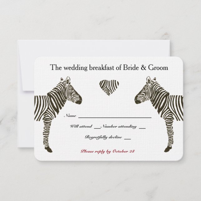 Desayuno Boda de Zebra Love RSVP (Anverso)