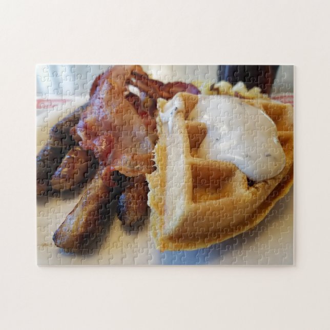 Desayuno creativo bacon waffle rompecabezas rompec (Horizontal)