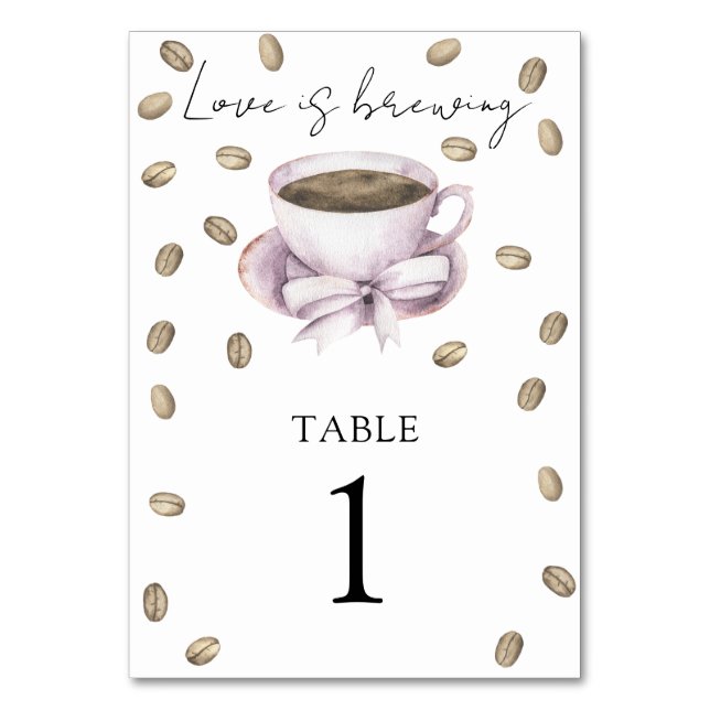 Desayuno de boda de café y lazo - número de mesa d (Anverso)
