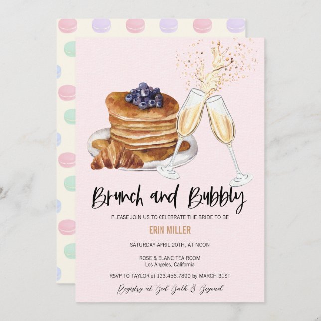 Desayuno de Invitaciones de Boda con Champán (Anverso / Reverso)