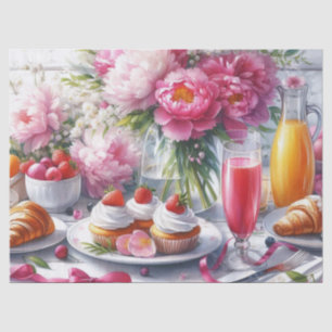 Desayuno Elegante con Papel de Seda de Peonías Ros