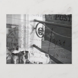 Desayuno en París, postal blanco y negro