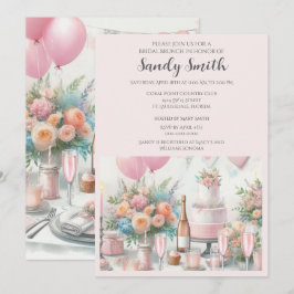 Desayuno nupcial con invitación rosa