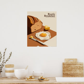Desayuno Rústico - Poster de arte culinario de épo