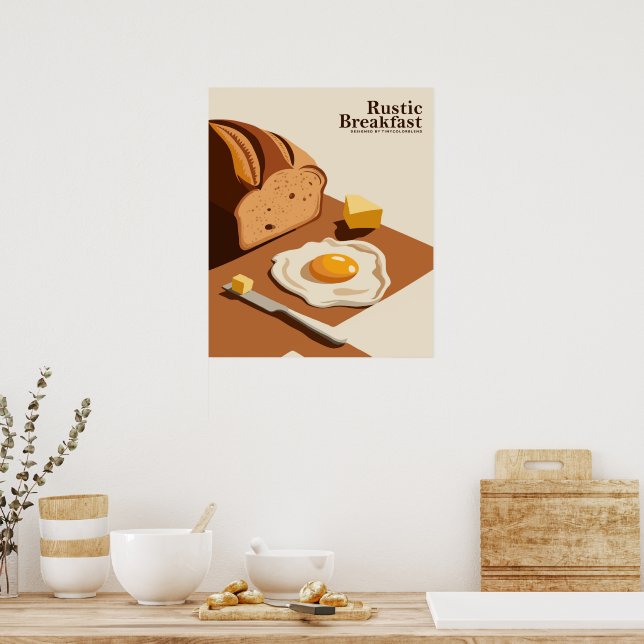 Desayuno Rústico - Poster de arte culinario de épo (Cocina)