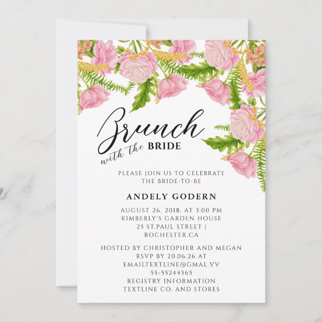 Desayuno Tardío con la Novia Invitación (Anverso)
