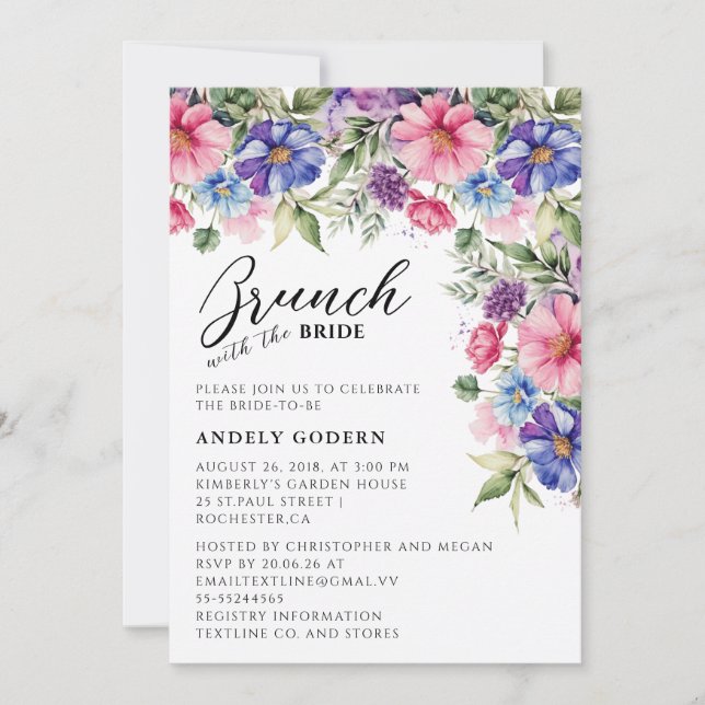 Desayuno Tardío con la Novia Invitación (Anverso)