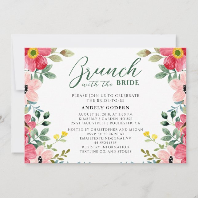 Desayuno Tardío con la Novia Invitación (Anverso)