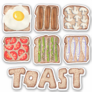 Desayuno Toast Personalizado Pegatina Cortado