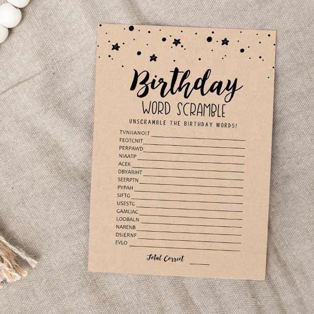 Desbandada de palabras de cumpleaños con tarjeta d (Subido por el creador)