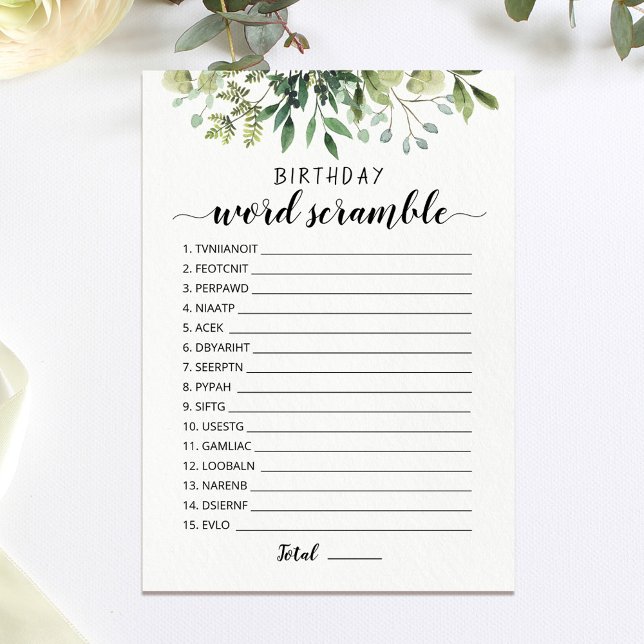 Desbandada de palabras de cumpleaños con tarjeta d (Subido por el creador)