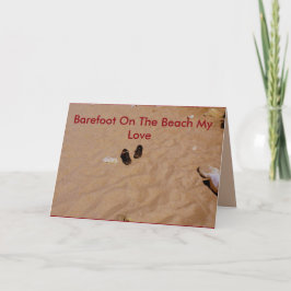 Descalzo En La Tarjeta De San Valentín De La Playa