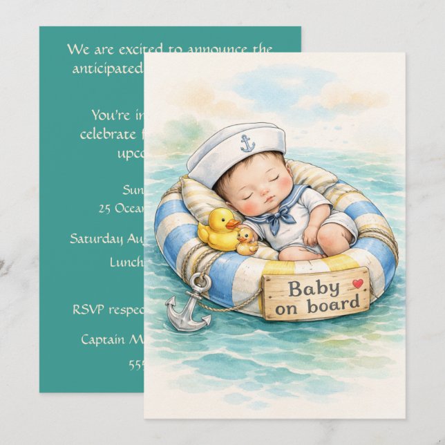Descarga digital de invitación de ducha para bebé  (Anverso / Reverso)