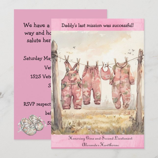 Descarga digital de invitación para baby shower de (Anverso / Reverso)
