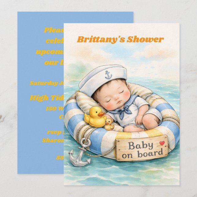 Descarga digital de invitación para ducha de bebé  (Anverso / Reverso)