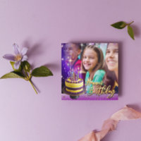 Descarga instantánea Birthday Purple Gold Photo Ca