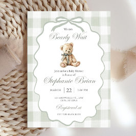Descargar Invitación de Baby Shower de Osito Verde
