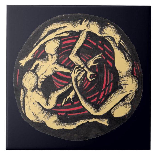 Descenso en espiral (versión coloreada) Baldosa (Frente)