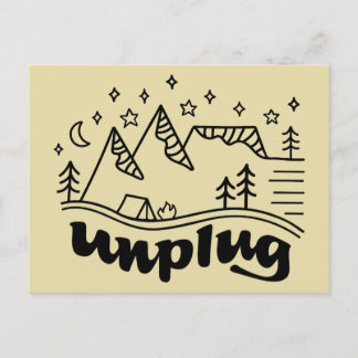 Desconectar la postal del campamento de montaña